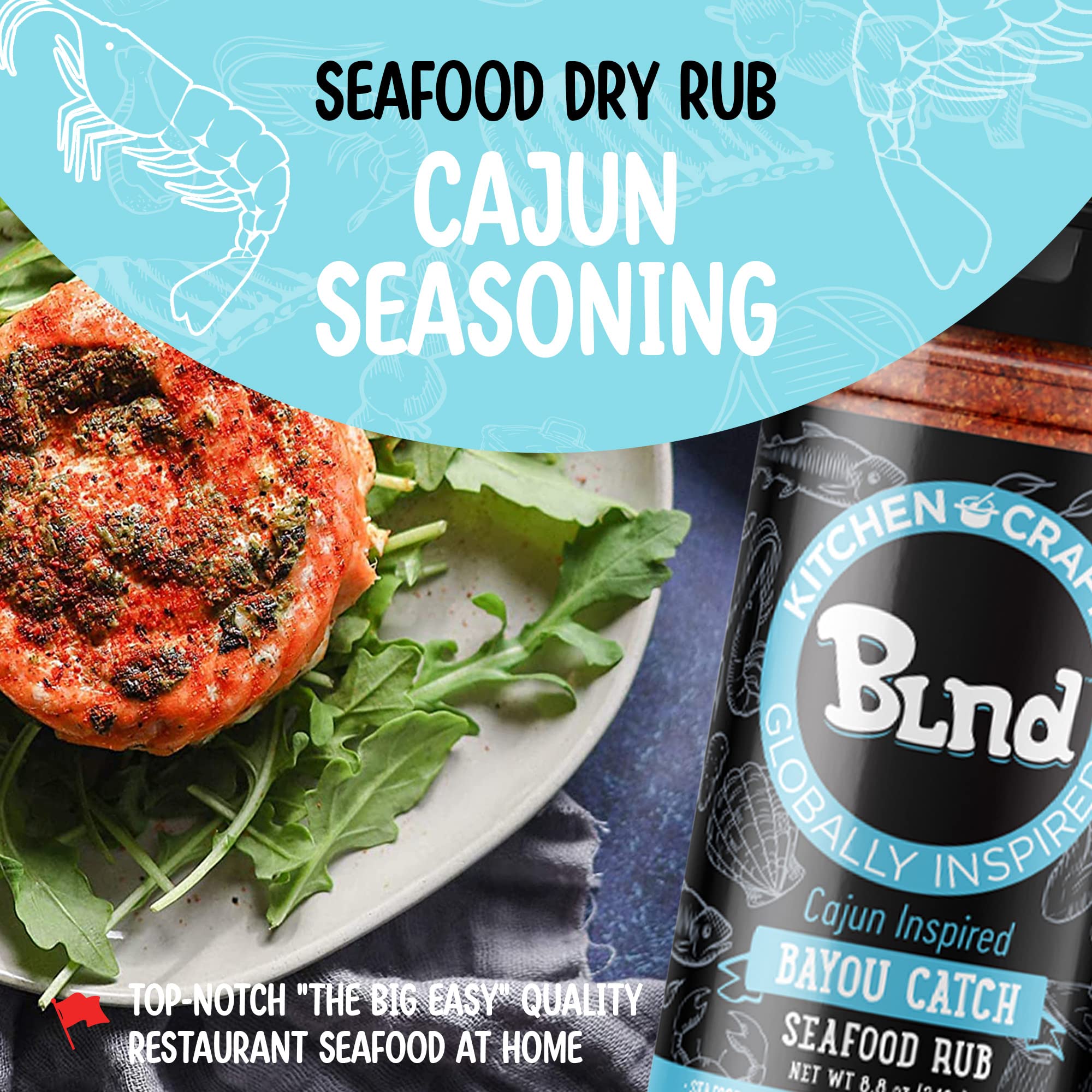 Bayou Catch Cajun Seasoning, Traditional Louisiana Spices and Seasonings, Gluten-Free Seasonings and Spices for Cooking, Non GMO Fish Seasoning and Cooking Spices, 8.8 oz